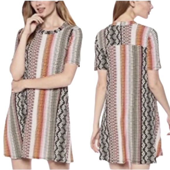 BCBGeneration A-Line Swing Mini Multi Printed Flowy Dress - Picture 1 of 7